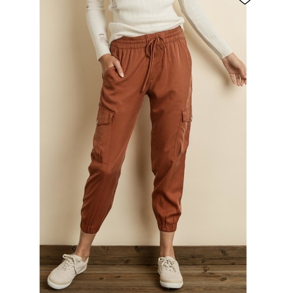 orange cargo joggers